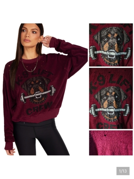Lauren Moshi Distressed Marci K-9 Lift Crew sweatshirt